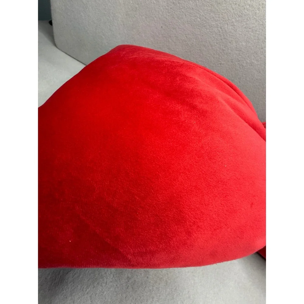 Red Velvet Decorative Bow Pillow Valentines, Christmas 18x11